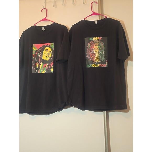 2 Lion Bob Marley rasto Crazy t-shirts size XL Reggae - Picture 1 of 5